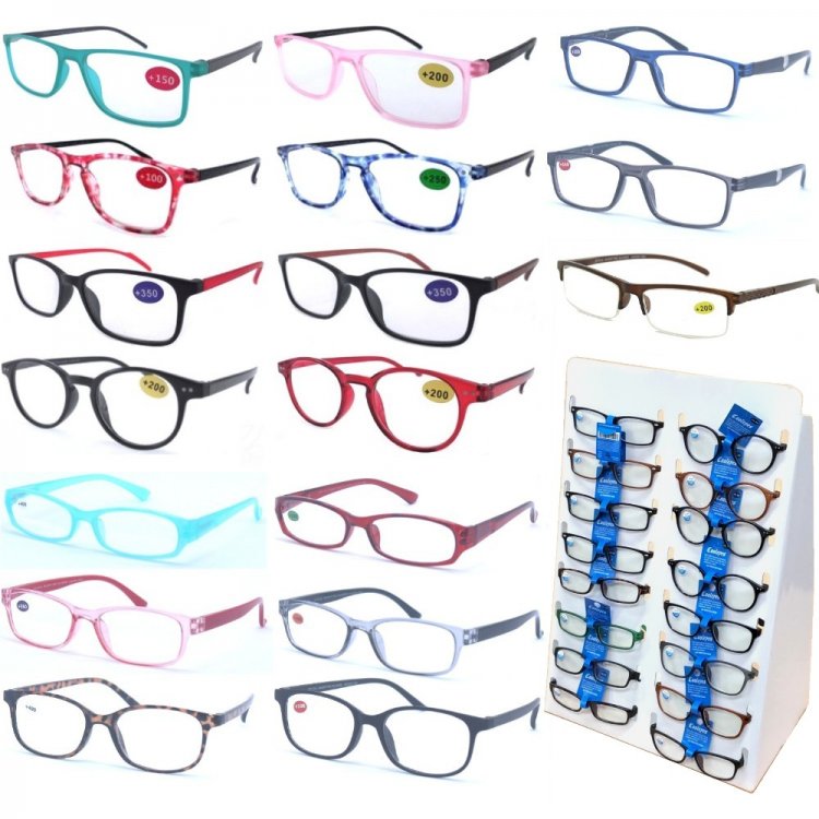 Buy 72 Pairs Cooleyes Fashion Plastic Frame Reading Glasses Mixed strength Package Deal, with Free Display Counter Stand CS16