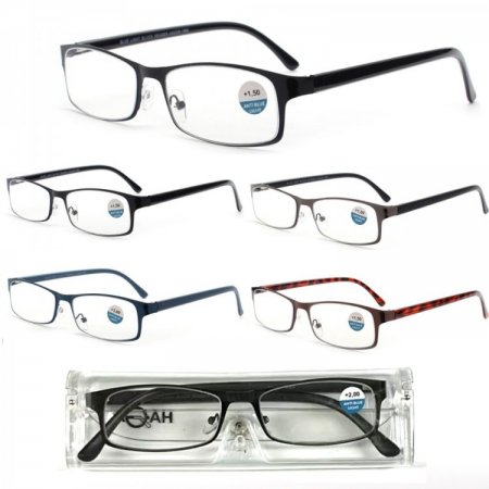Metal Frame, Metal Hinge, Plastic Temple, Blue Light Blocking Readers with Case, 3 Style Asstd R9266-68C